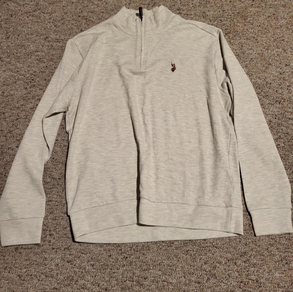 U.S. Polo Assn. Men's Light Gray Zip-Up Sweater